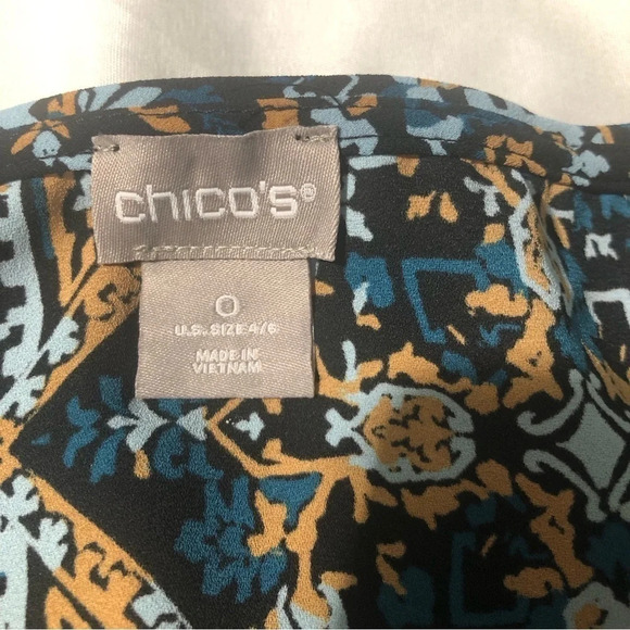 Chicos Sleeveless  Top - Black Blue Gold Patterned - Size US 4-6 - Picture 3 of 7